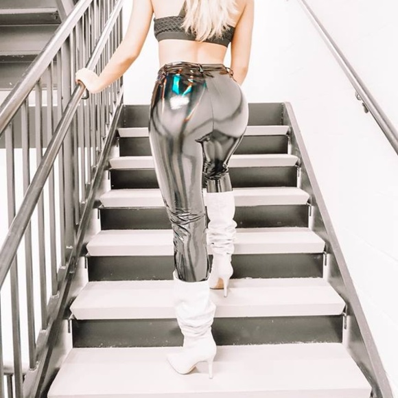 TC Ellis Pants - Black Hologram Latex Pants